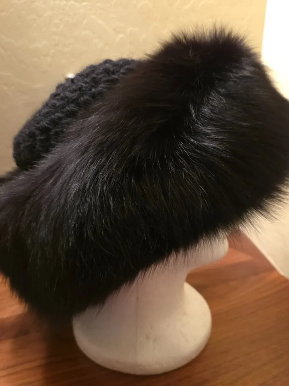 Vintage Real Fur and Knit Hat
